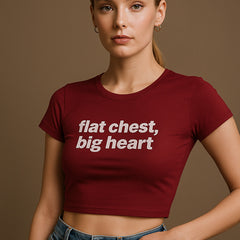 Flat Chest Big Heart Crop Tee