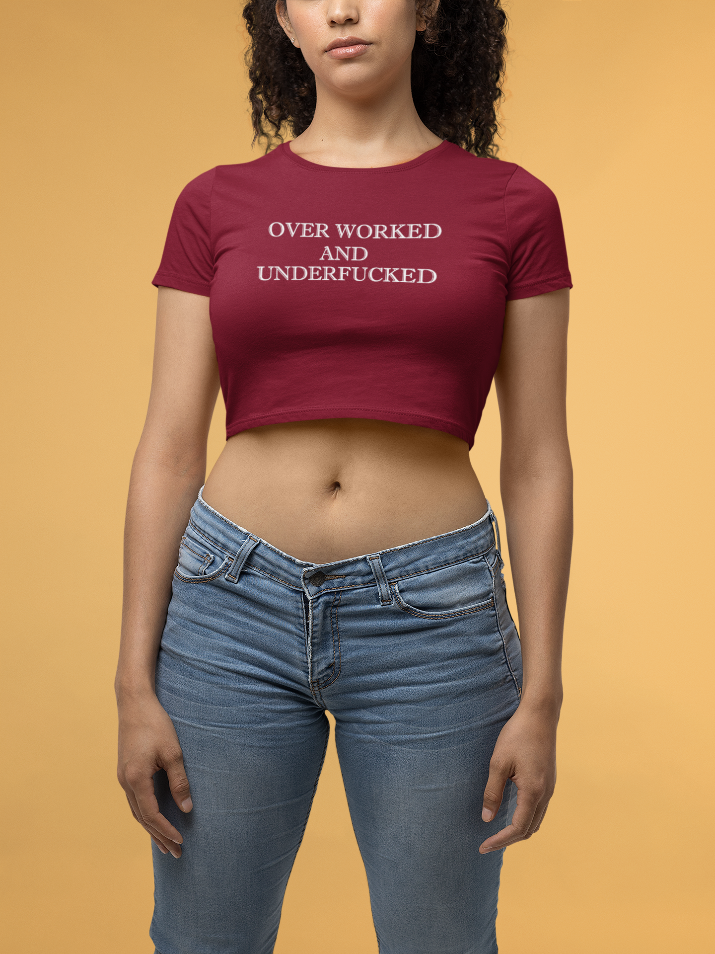 Overworked and Underf*cked Crop Tee - Costa Moon