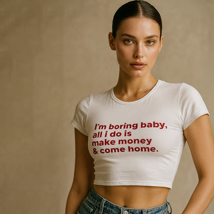 Boring Baby Crop Tee - Costa Moon