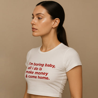 Boring Baby Crop Tee - Costa Moon