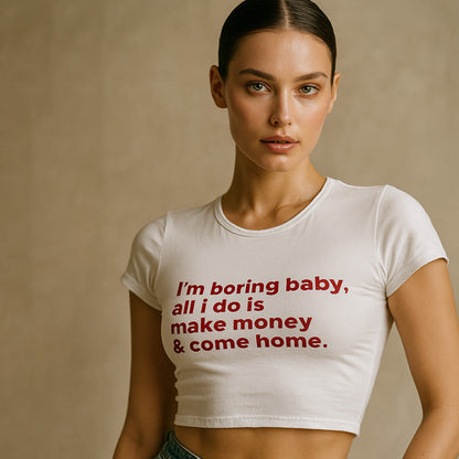 Boring Baby Crop Tee - Costa Moon