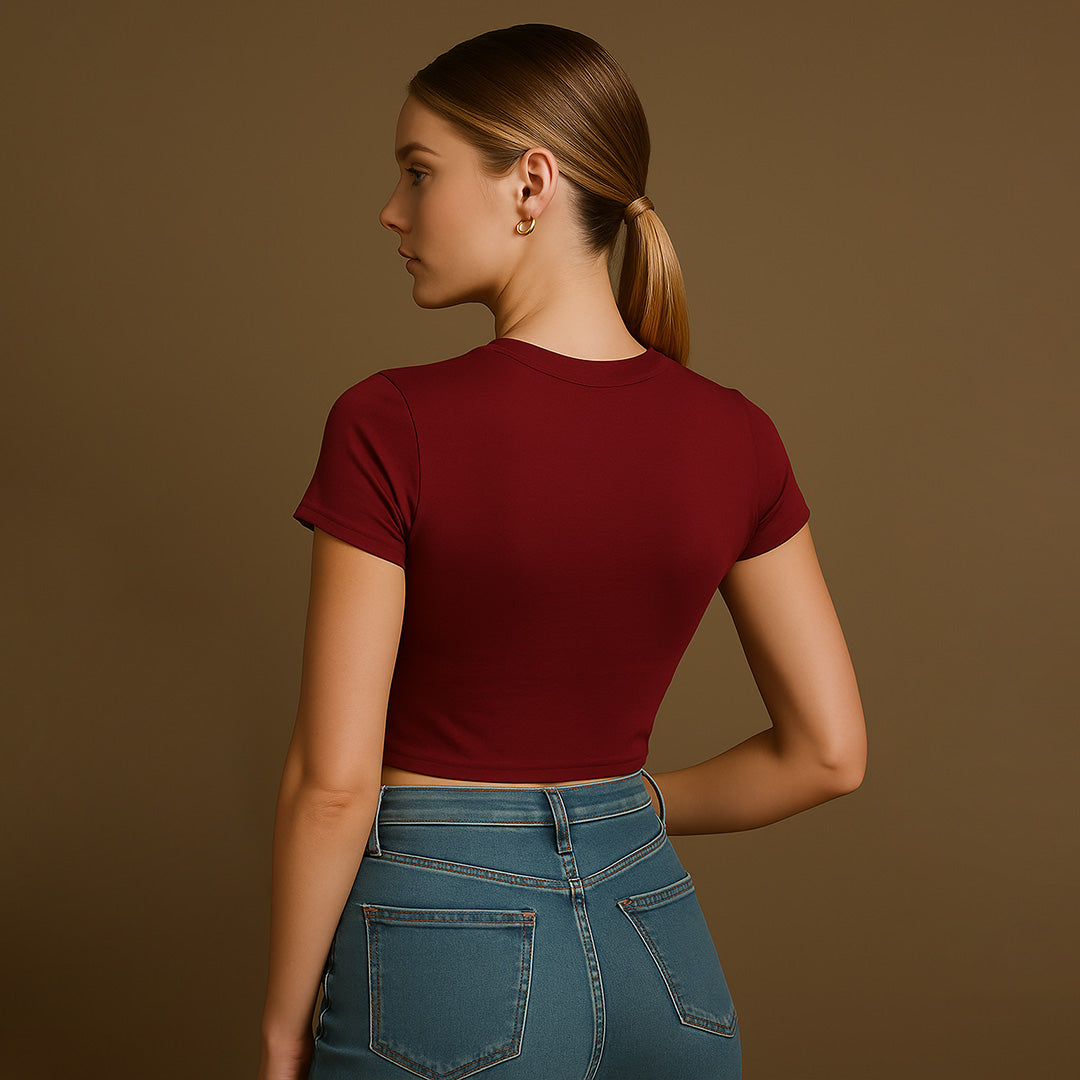 Flat Chest Big Heart Crop Tee - Costa Moon