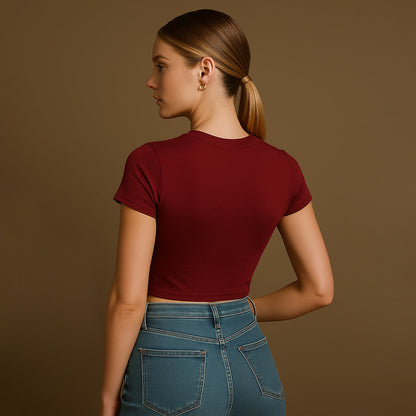 Flat Chest Big Heart Crop Tee - Costa Moon