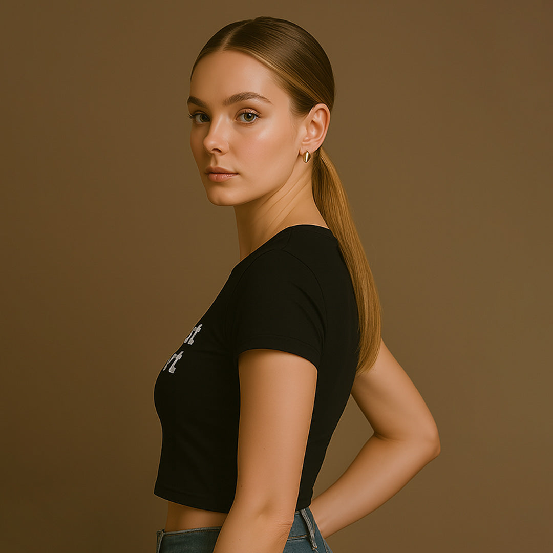 Flat Chest Big Heart Crop Tee - Costa Moon