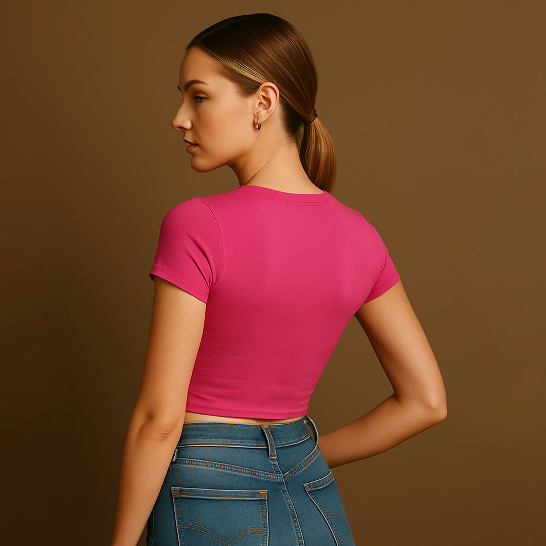 Flat Chest Big Heart Crop Tee - Costa Moon