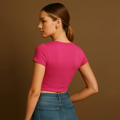 Flat Chest Big Heart Crop Tee - Costa Moon