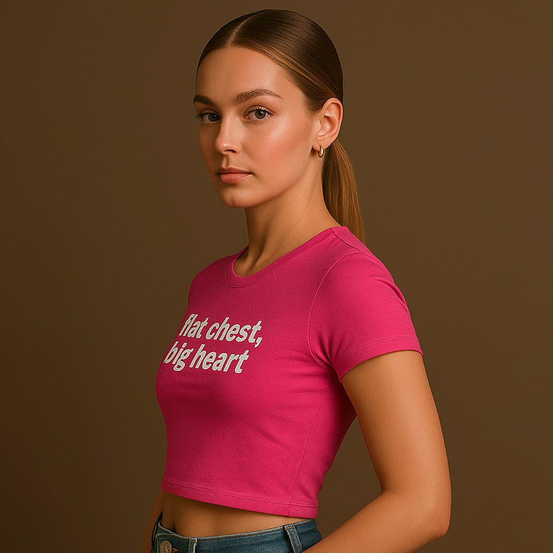 Flat Chest Big Heart Crop Tee - Costa Moon