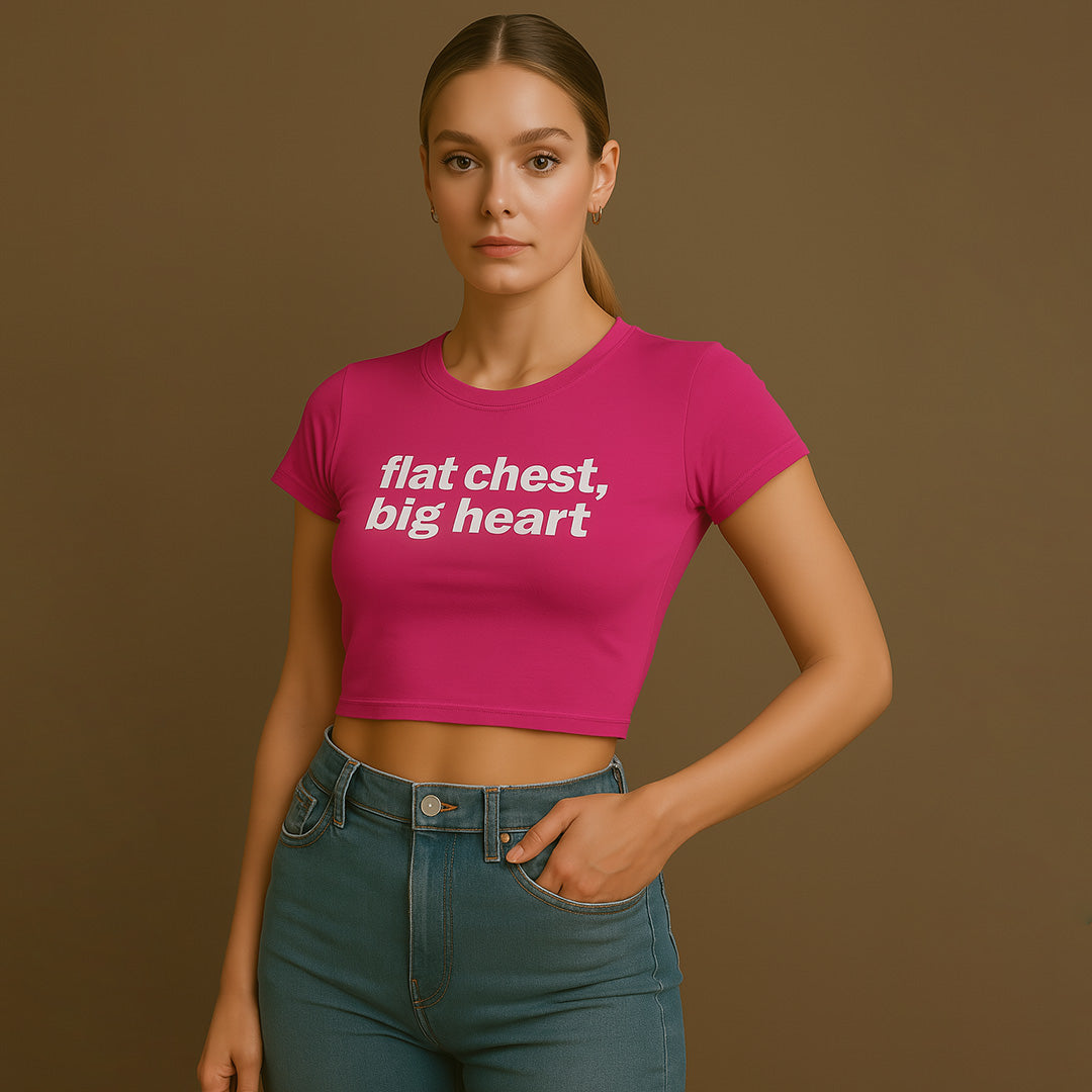 Flat Chest Big Heart Crop Tee - Costa Moon