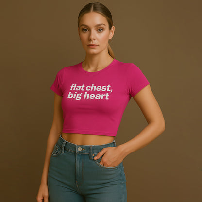 Flat Chest Big Heart Crop Tee - Costa Moon