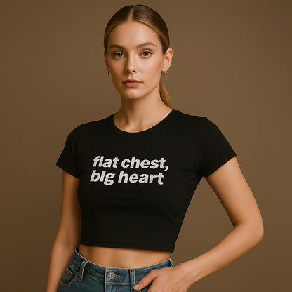 Flat Chest Big Heart Crop Tee - Costa Moon