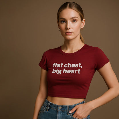 Flat Chest Big Heart Crop Tee - Costa Moon