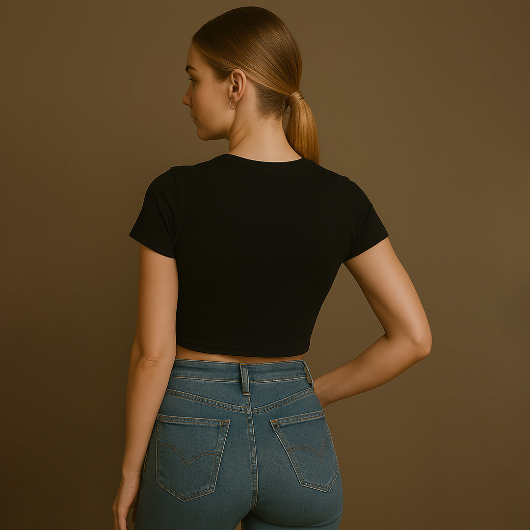 Flat Chest Big Heart Crop Tee - Costa Moon