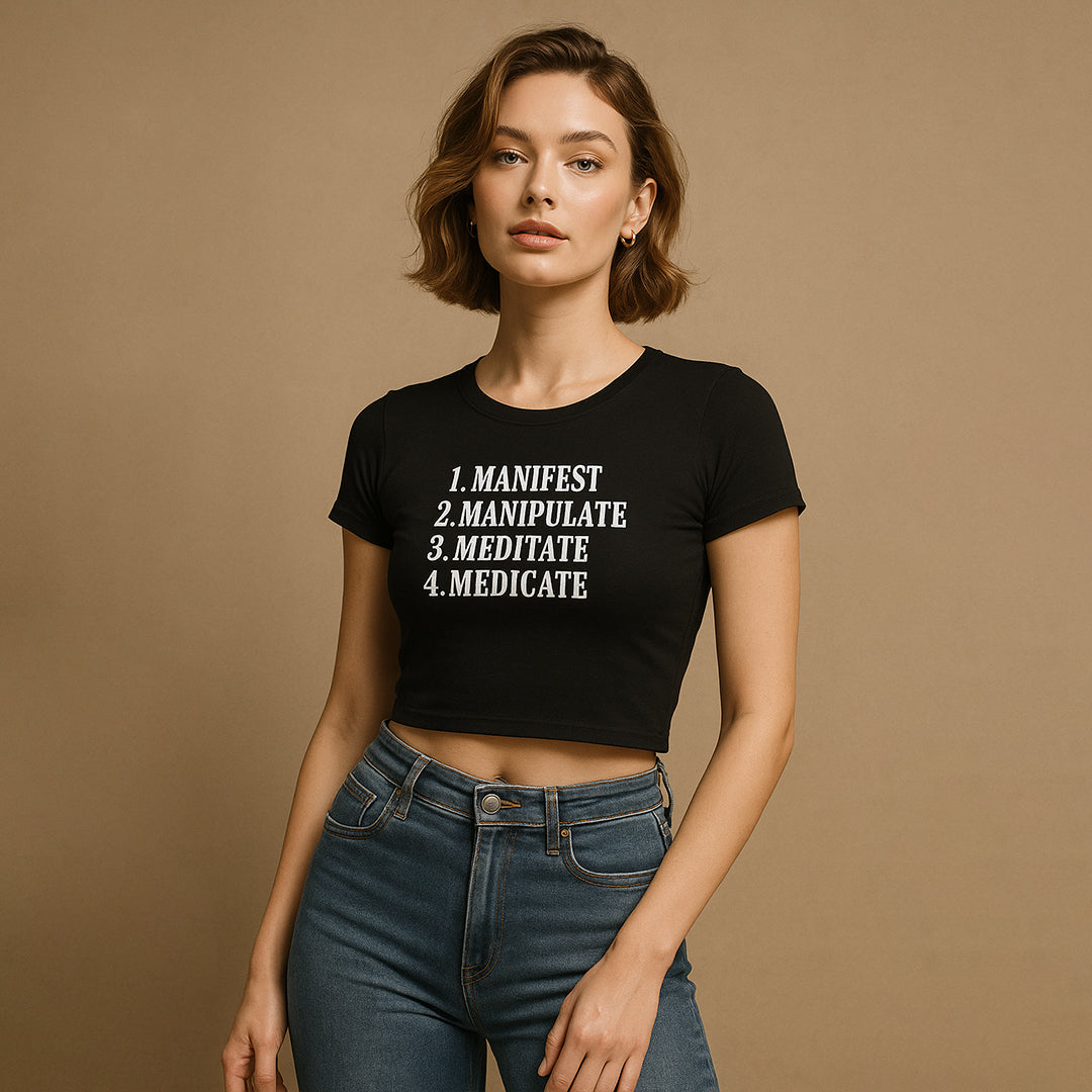 Manifest Crop Tee - Costa Moon