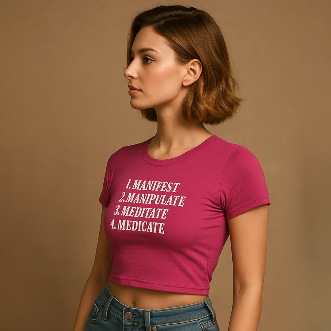 Manifest Crop Tee - Costa Moon