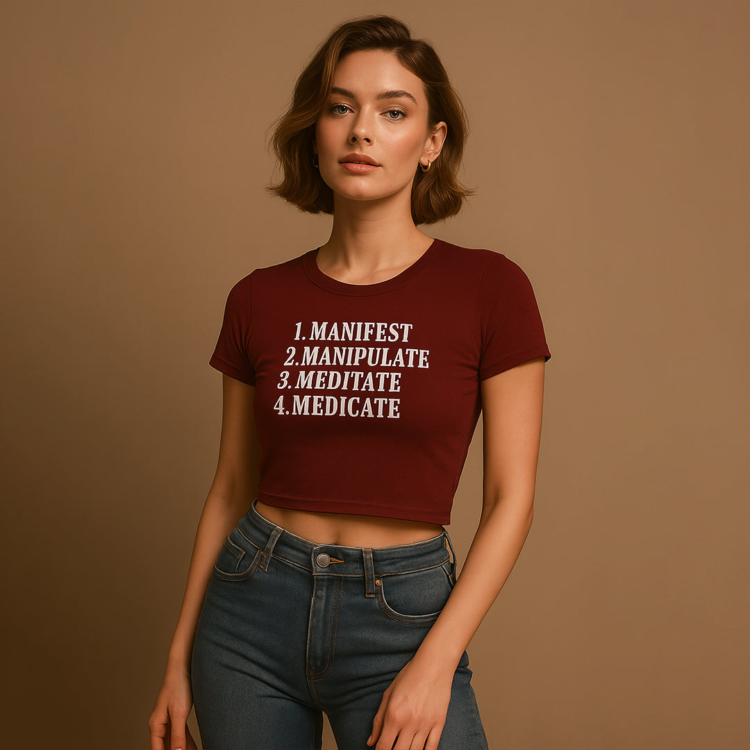 Manifest Crop Tee - Costa Moon