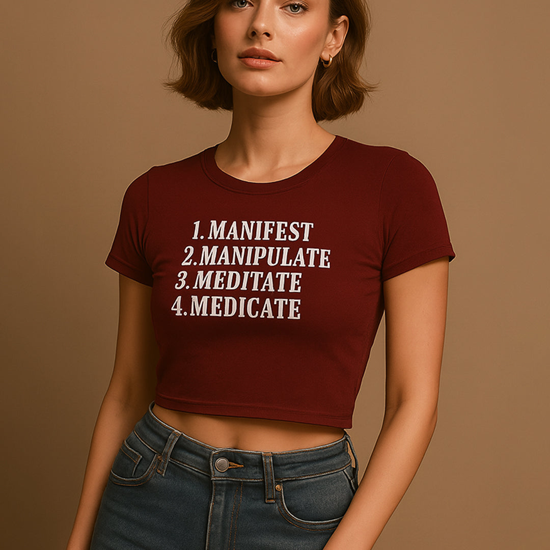 Manifest Crop Tee - Costa Moon