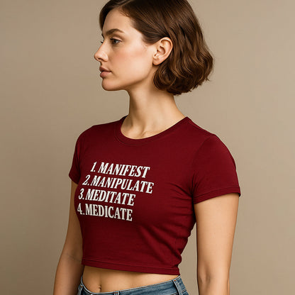 Manifest Crop Tee - Costa Moon