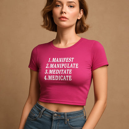 Manifest Crop Tee - Costa Moon