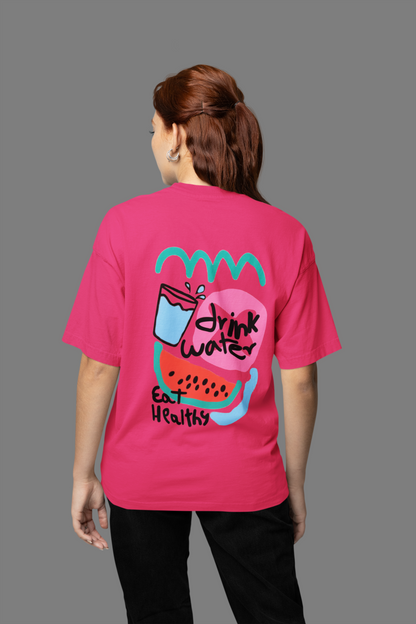DRINK WATER EAT HEALTHY OVERSIZED T-SHIRT - Costa Moon