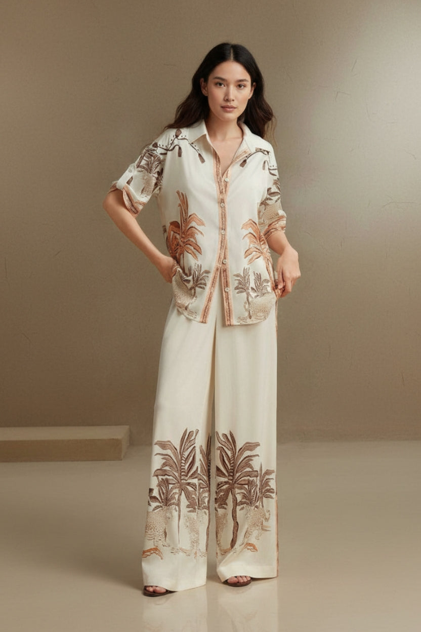 Tropical Palm Printed Cord Set