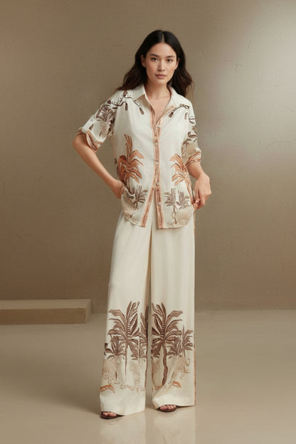 Tropical Palm Printed Cord Set