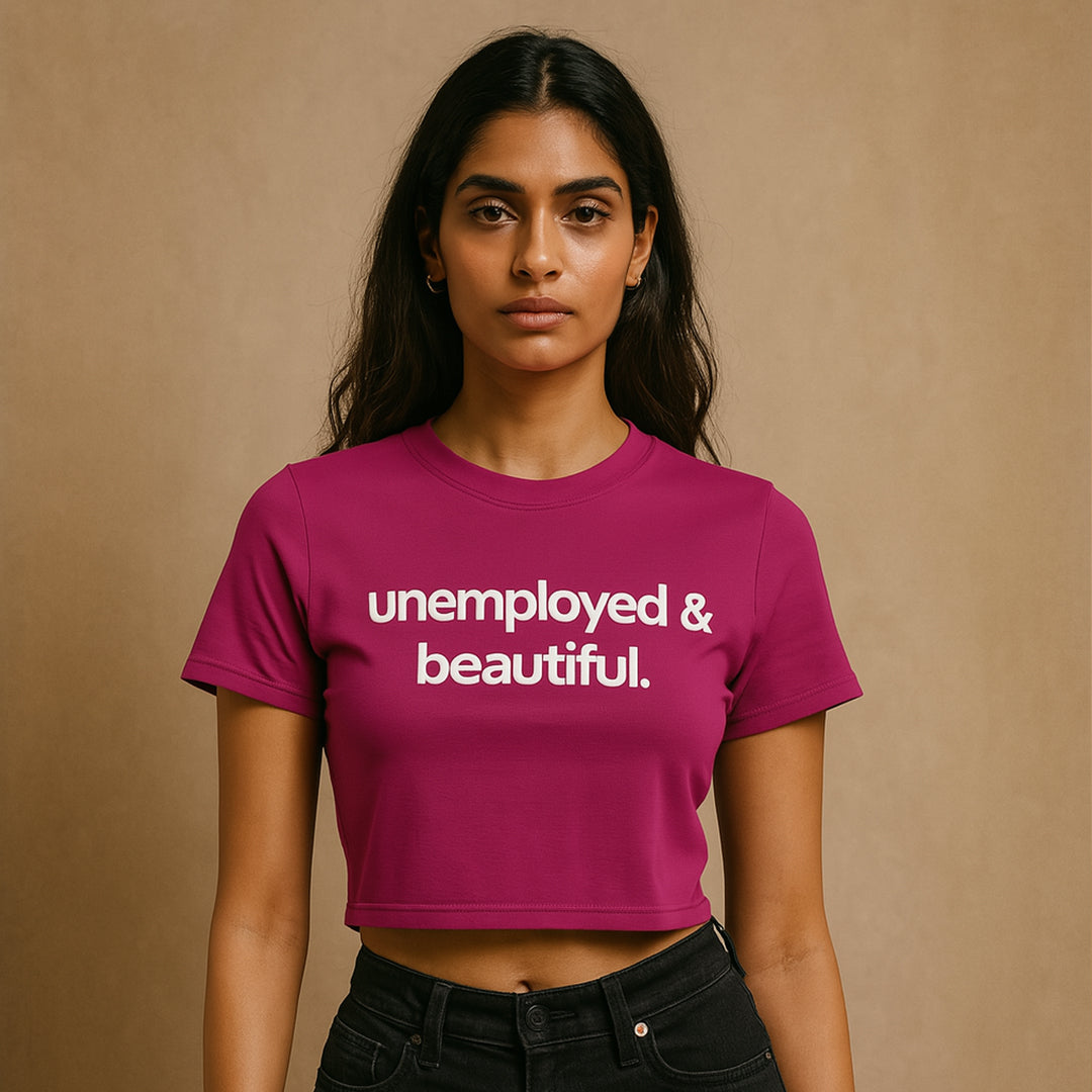 Unemployed and Beautiful Crop Tee - Costa Moon