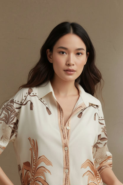 Tropical Palm Printed Cord Set