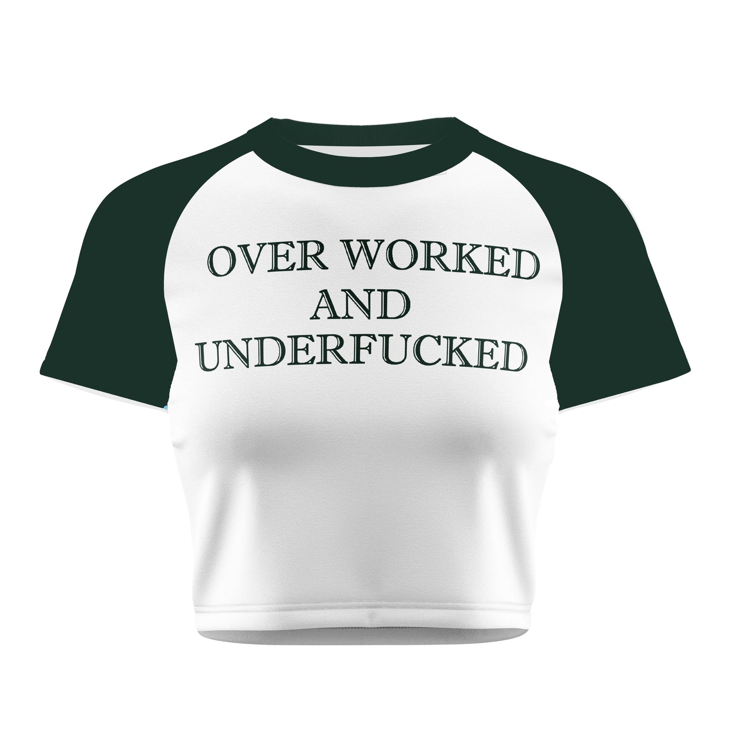 Over Worked And Underfucked Crop Tee - Costa Moon