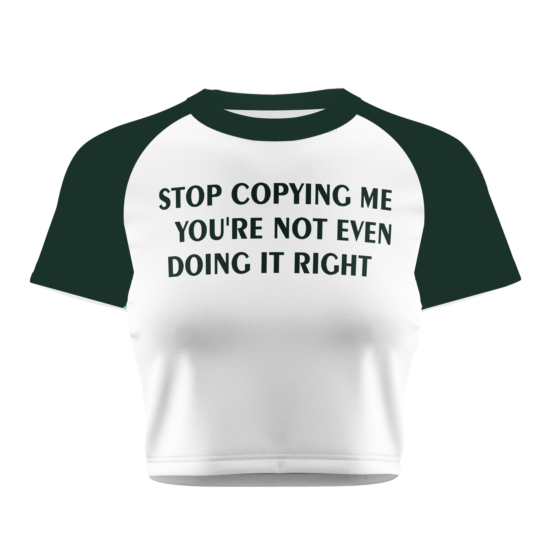 Stop Copying Me Crop Tee - Costa Moon