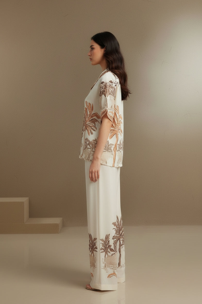 Tropical Palm Printed Cord Set