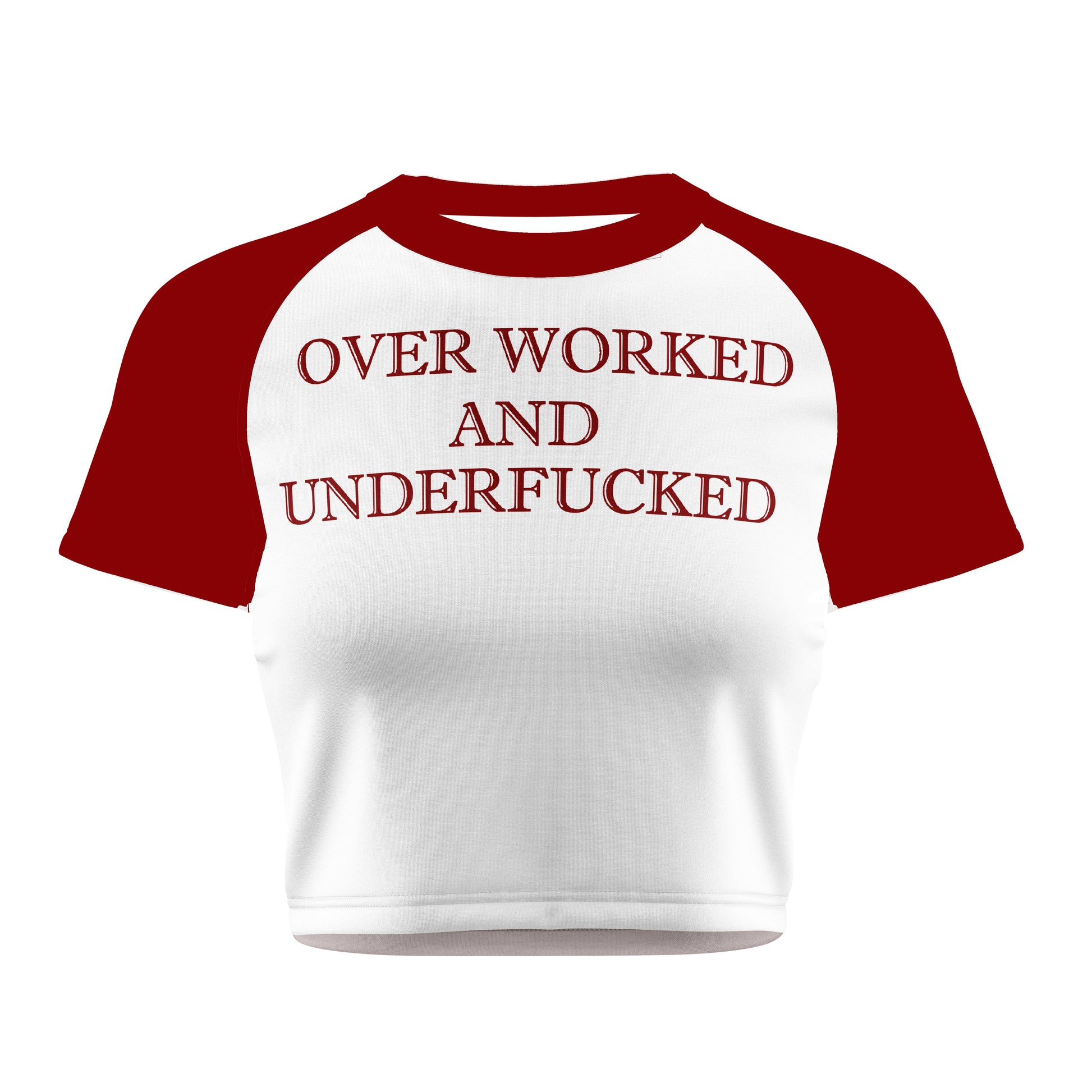 Over Worked And Underfucked Crop Tee - Costa Moon