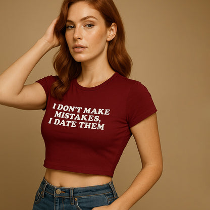 Don't Make Mistake Crop Tee - Costa Moon