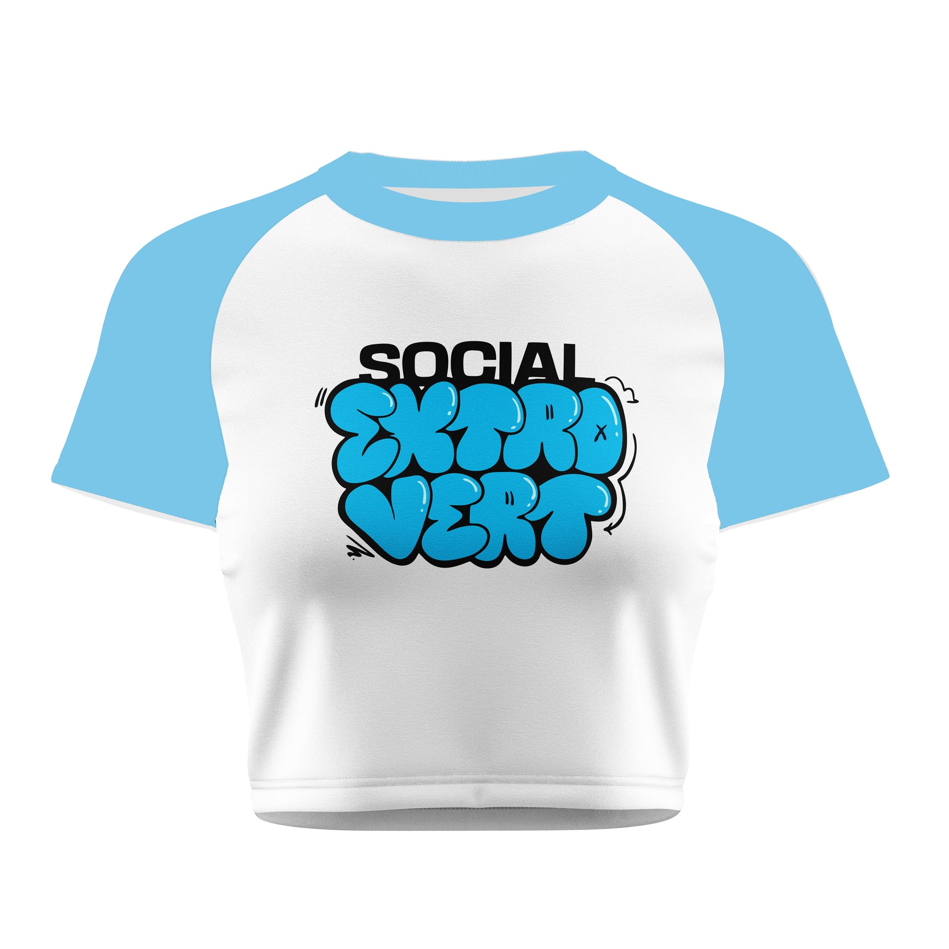 Social Extrovert Crop Tee - Costa Moon