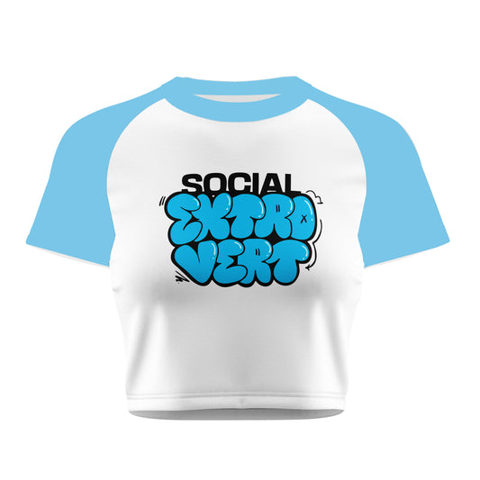 Social Extrovert Crop Tee - Costa Moon