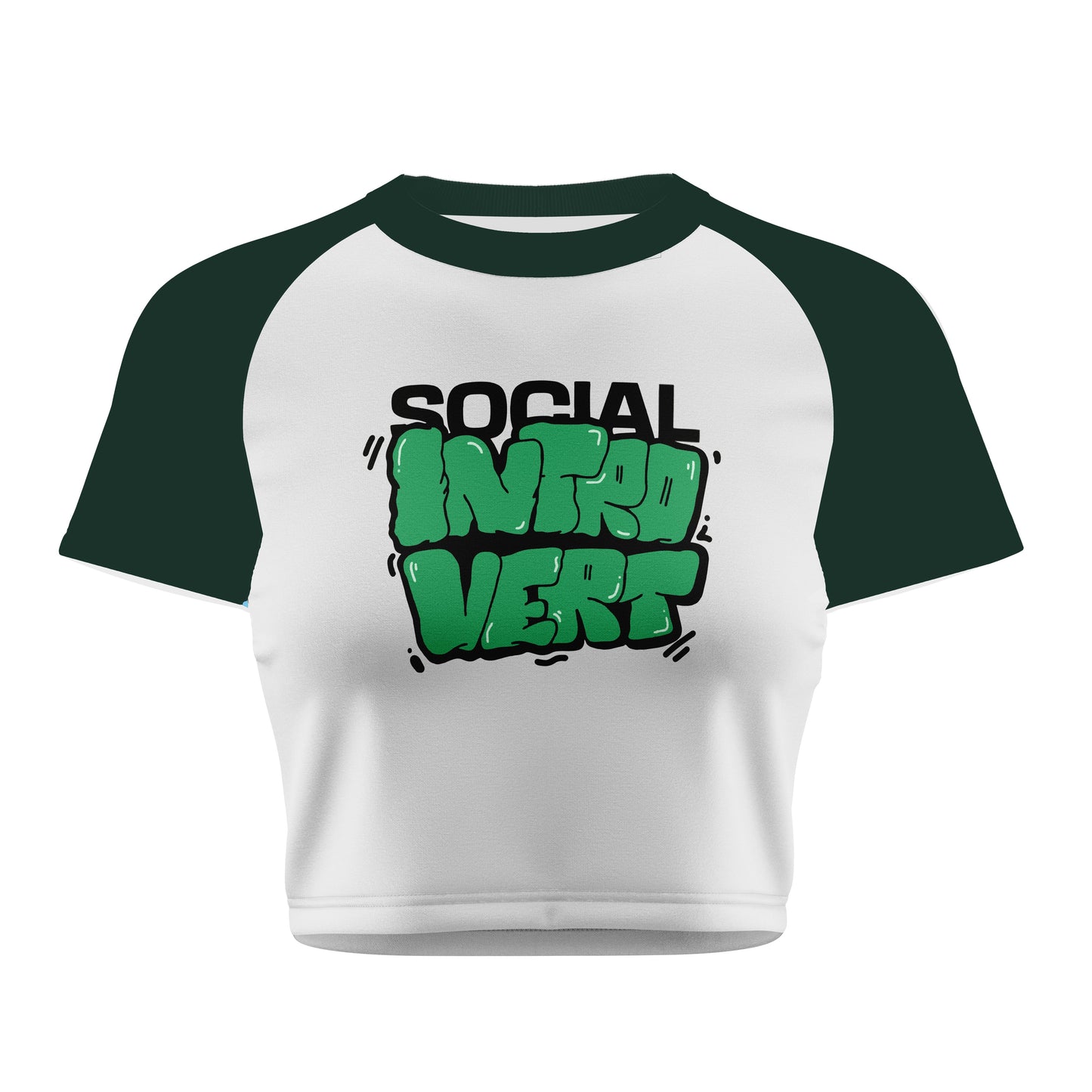 Social Introvert Green Crop Tee - Costa Moon