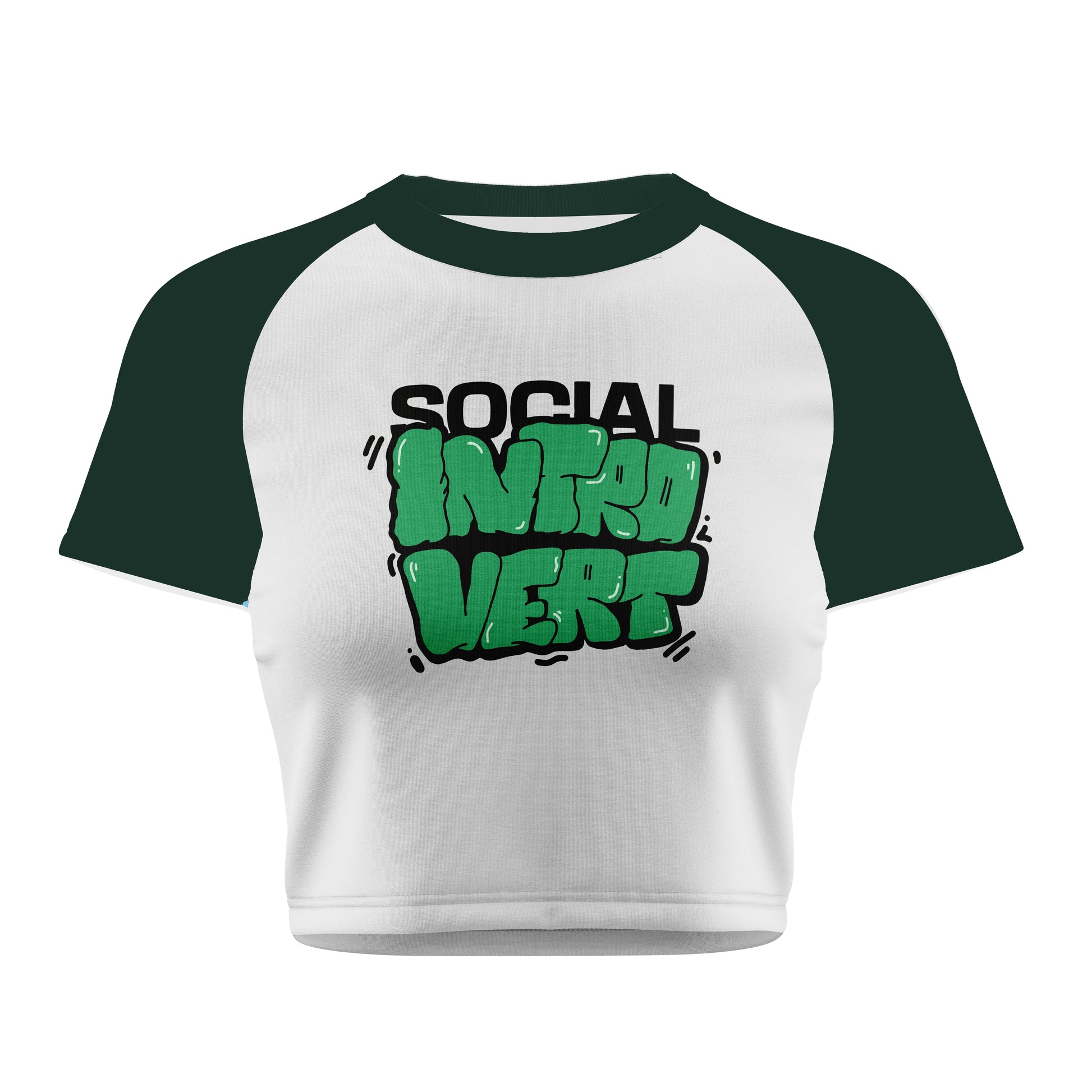 Social Introvert Green Crop Tee - Costa Moon
