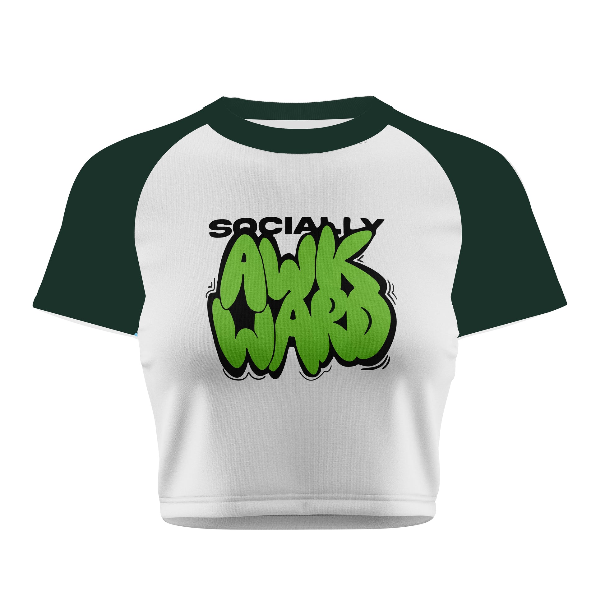 Socially Awkward Green Crop Tee - Costa Moon