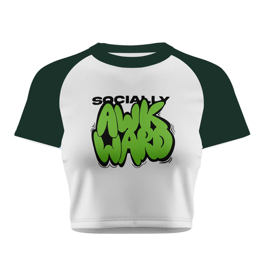 Socially Awkward Green Crop Tee - Costa Moon