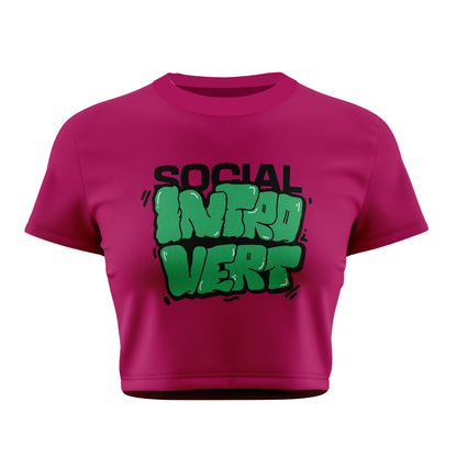 Social Introvert Crop Tee - Costa Moon