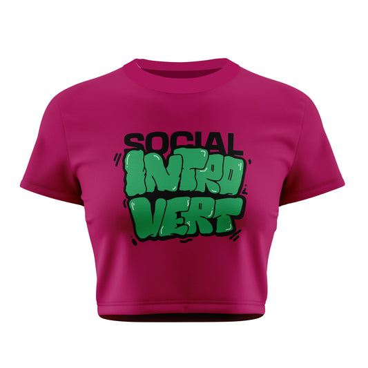 Social Introvert Crop Tee - Costa Moon