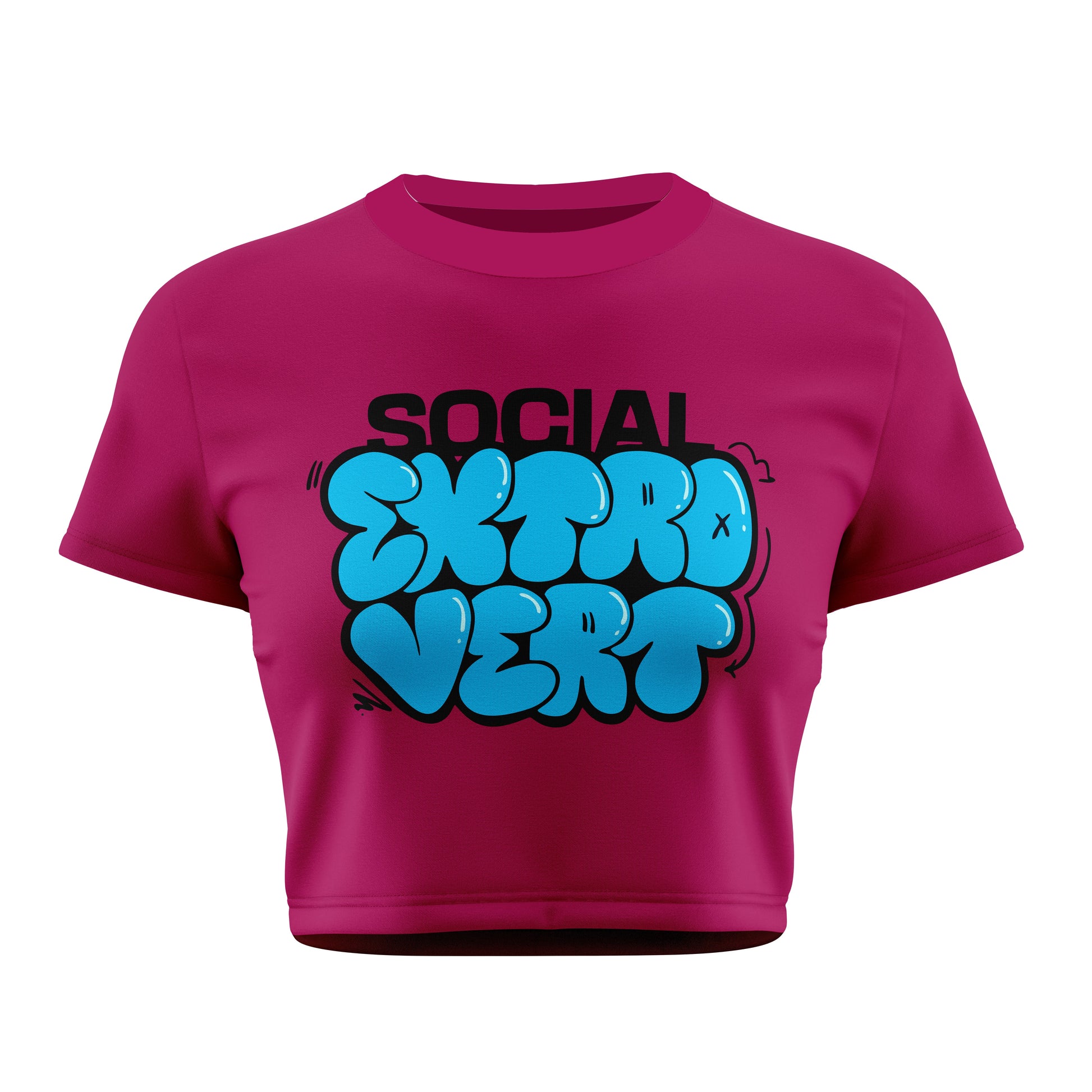Social Extrovert Crop Tee - Costa Moon