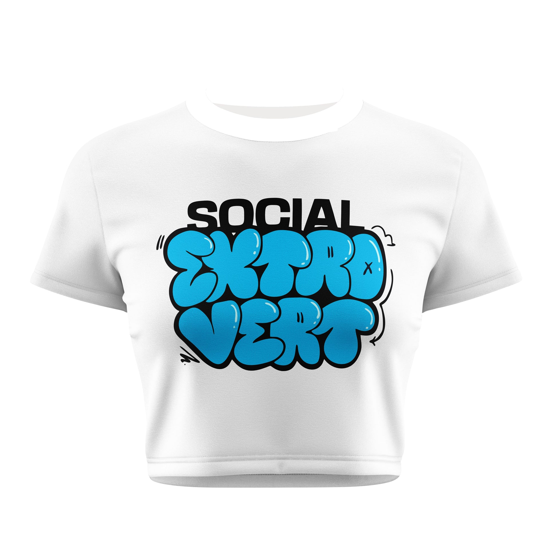 Social Extrovert Crop Tee - Costa Moon
