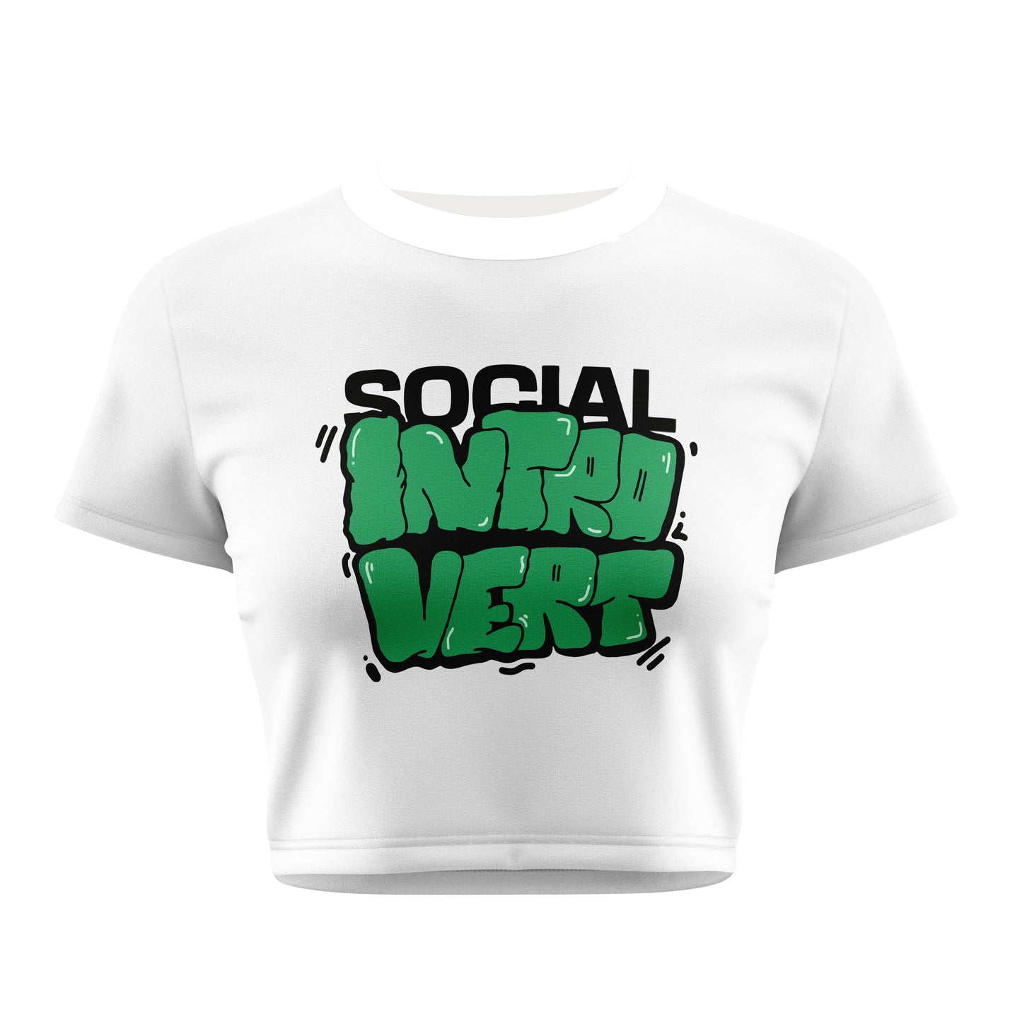 Social Introvert Crop Tee - Costa Moon