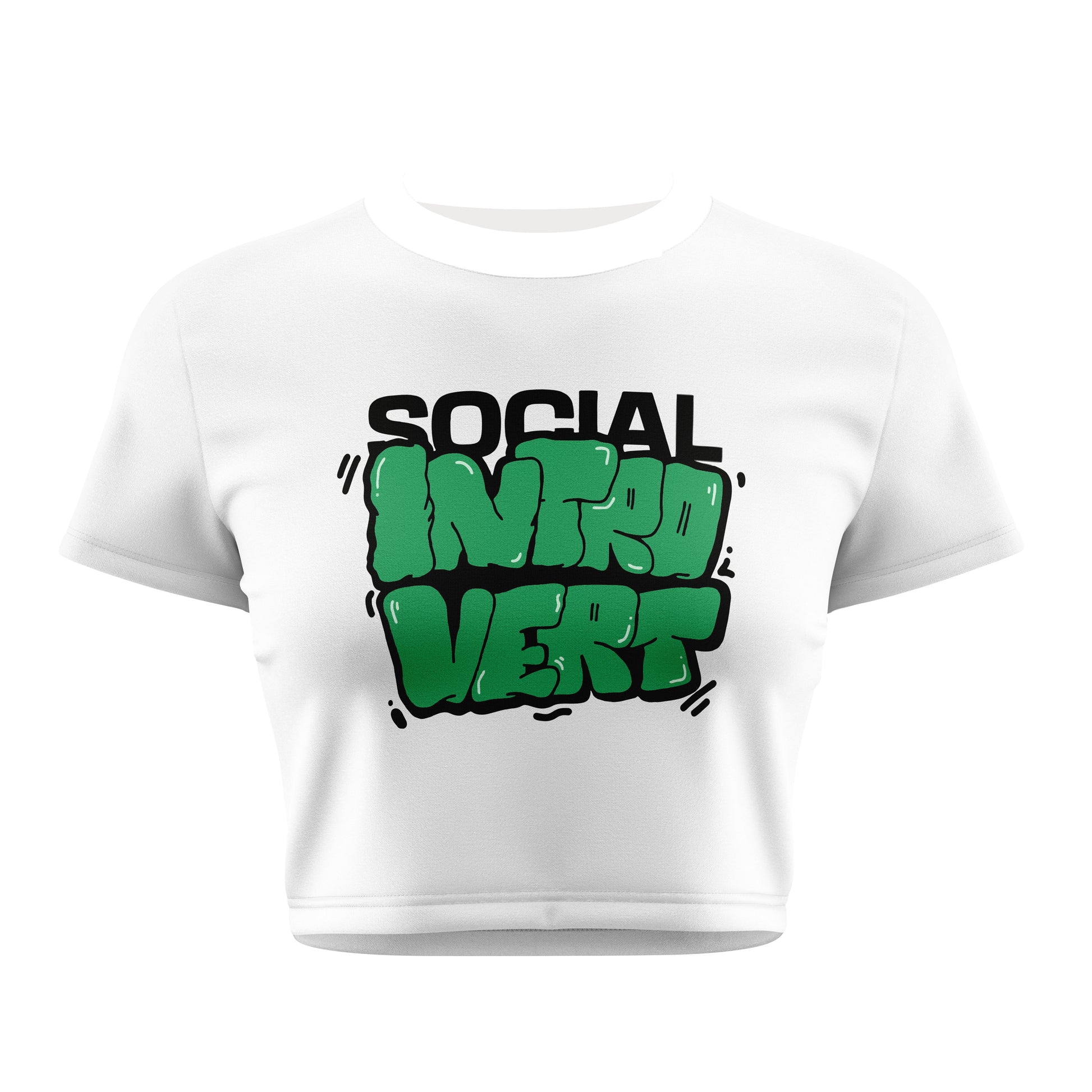 Social Introvert Crop Tee - Costa Moon