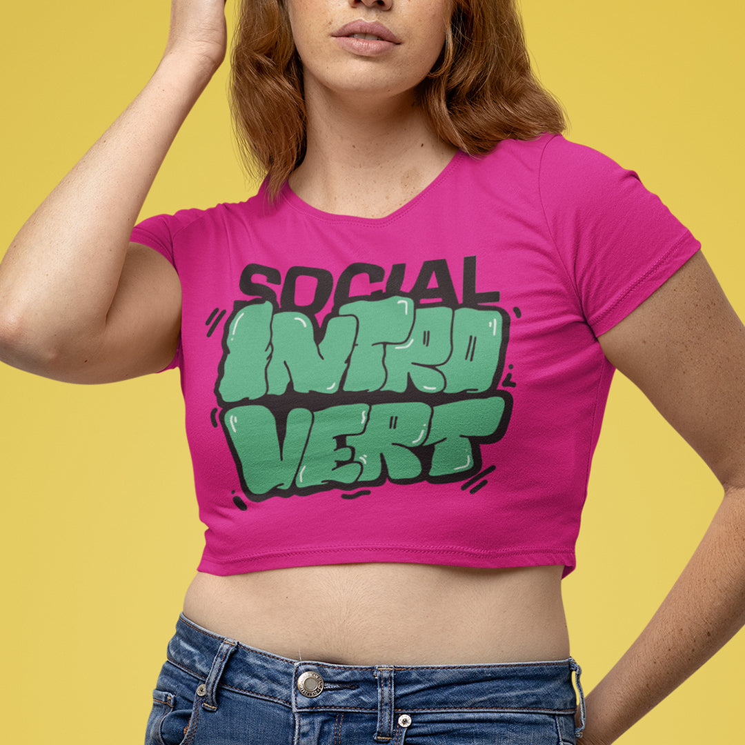 Social Introvert Crop Tee - Costa Moon