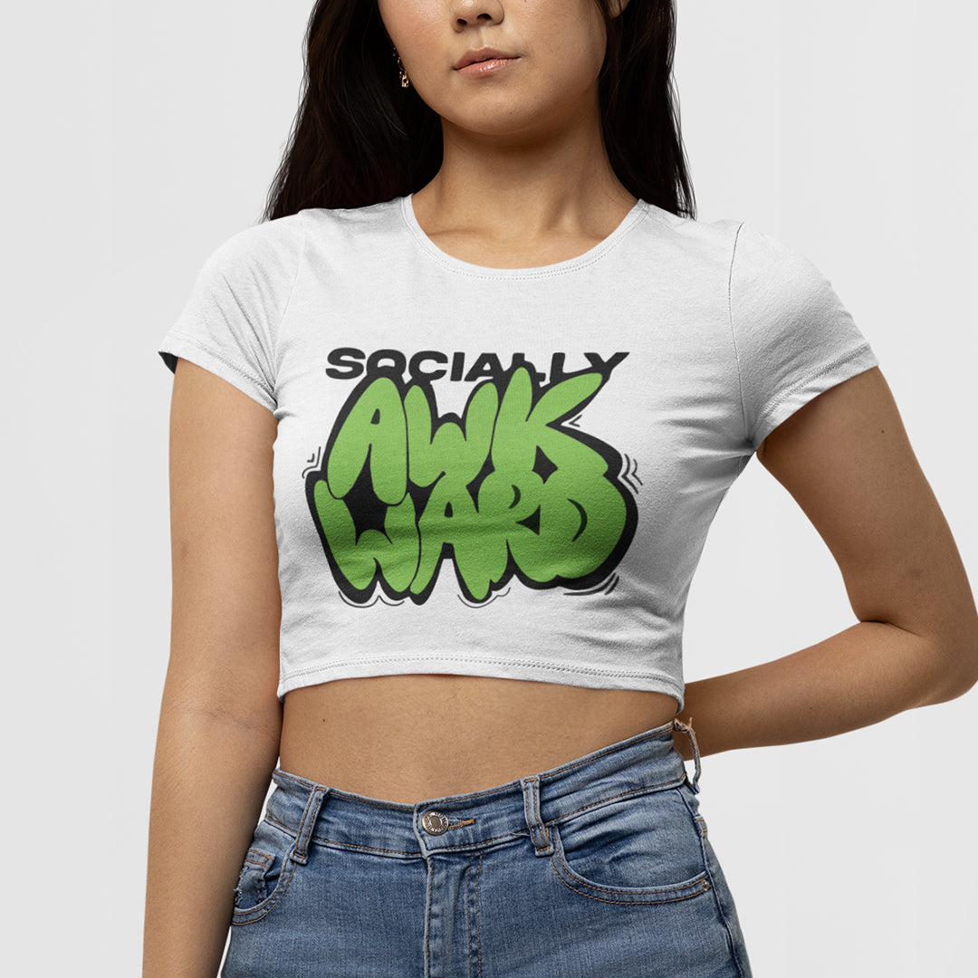 Socially Awkward Crop Tee - Costa Moon