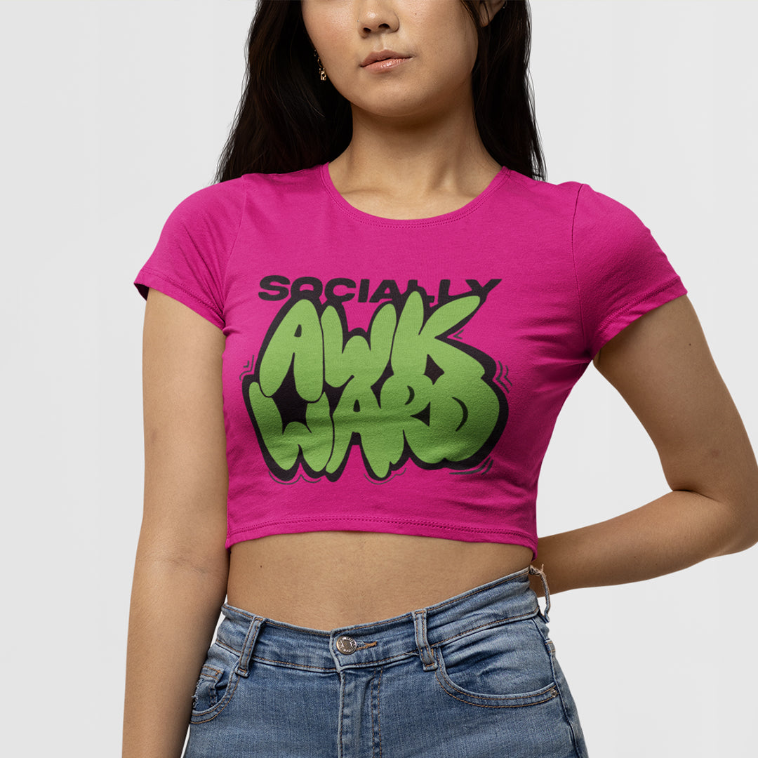 Socially Awkward Crop Tee - Costa Moon