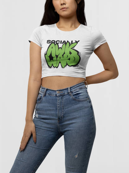 Socially Awkward Crop Tee - Costa Moon