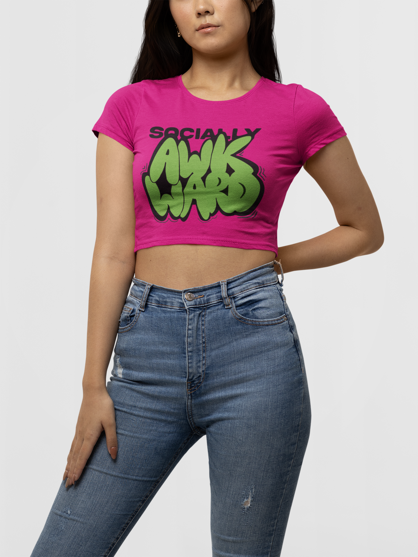 Socially Awkward Crop Tee - Costa Moon