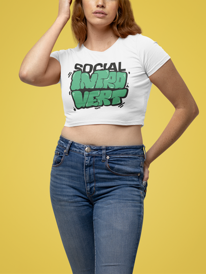 Social Introvert Crop Tee - Costa Moon